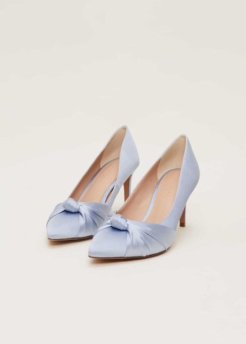 Phase Eight Satin Knot Front Court Heels Blue Canada | KRABNW-183